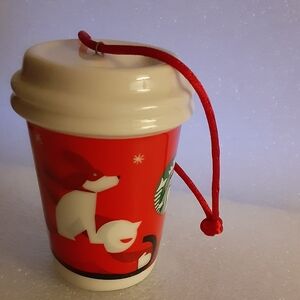 Christmas Starbucks 2011 Dog and Sleigh Ornament